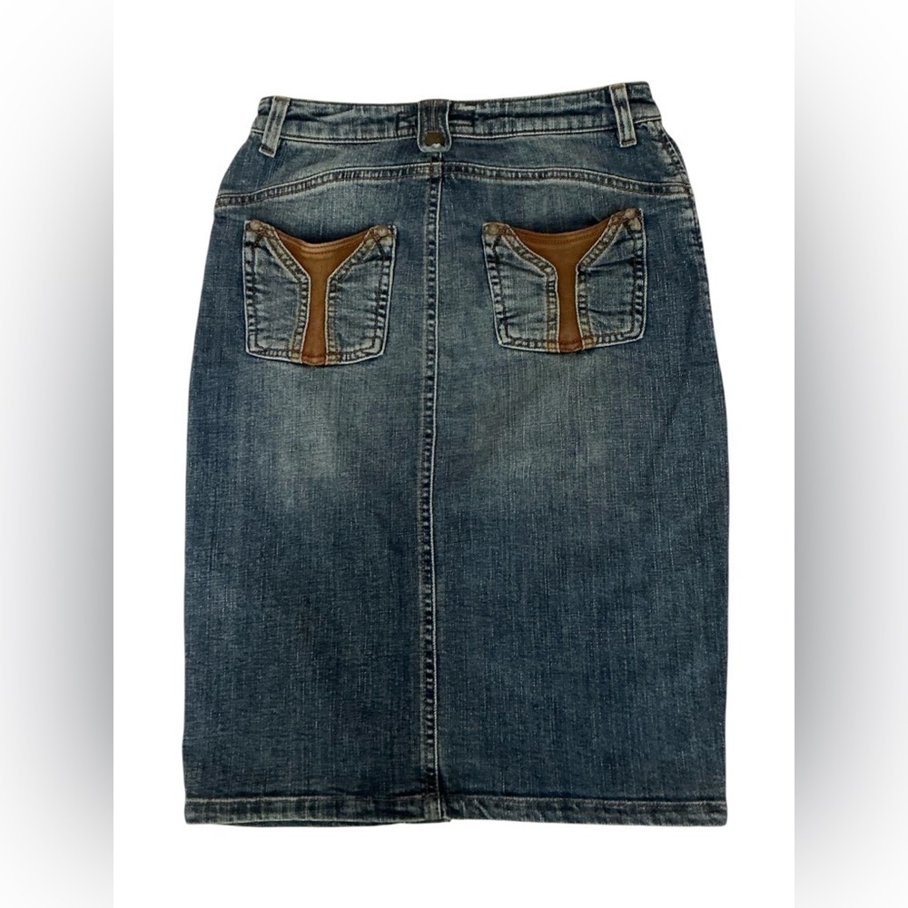 Rare Yves Saint Lauren 2007 Denim Button-Front Slim Skirt Size 38